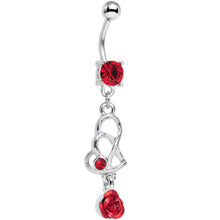 将图片加载到图库查看器,Red Gem Rose Flower Twisted Hearts Dangle Belly Ring