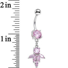 将图片加载到图库查看器,Pink CZ Gem Blooming Dangle Belly Ring
