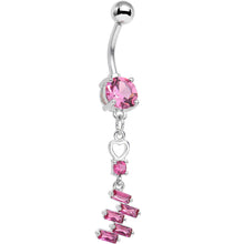 将图片加载到图库查看器,Pink CZ Gem Straight From the Heart Dangle Belly Ring