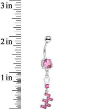 将图片加载到图库查看器,Pink CZ Gem Straight From the Heart Dangle Belly Ring
