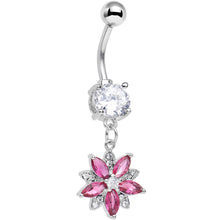 将图片加载到图库查看器,Clear Pink CZ Gem Wear Me Wildflower Dangle Belly Ring