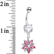 将图片加载到图库查看器,Clear Pink CZ Gem Wear Me Wildflower Dangle Belly Ring