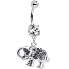 将图片加载到图库查看器,Clear Gem Wish Me Luck Elephant Dangle Belly Ring