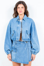 Load image into Gallery viewer, American Bazi Drawstring Waist Crop Girls Texas Jacket For Women Stylish and Adjustable Trucker Jacket