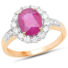 Load image into Gallery viewer, 2.84 Carat Genuine Burma Ruby and White Diamond 18K Yellow Gold Ring