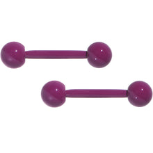 Load image into Gallery viewer, 14G 1/2 Purple Ceramic Coated Nipple Barbell Set