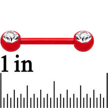 Load image into Gallery viewer, Red Ceramic Coated Gem Ended Barbell Nipple Ring
