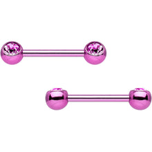 将图片加载到图库查看器,Pink Anodized Titanium Double Gem Nipple Barbell Set