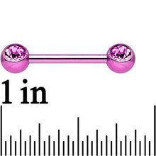 将图片加载到图库查看器,Pink Anodized Titanium Double Gem Nipple Barbell Set