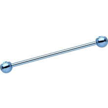 Load image into Gallery viewer, Light Blue Anodized Titanium Double Gem Industrial Barbell 35mm