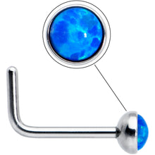 Load image into Gallery viewer, 20G 2mm Blue Synthetic Opal L-Shaped Nose Ring