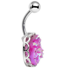 将图片加载到图库查看器,Pink Faux Druzy Scalloped Setting Belly Button Ring