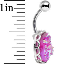 将图片加载到图库查看器,Pink Faux Druzy Scalloped Setting Belly Button Ring
