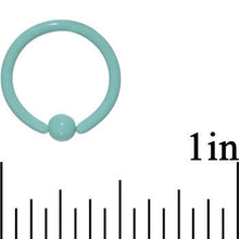 Load image into Gallery viewer, 16G Teal Ceramic Coated Stainless Steel BCR Captive Ring 3/8