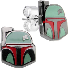 Load image into Gallery viewer, Officially Licensed Star Wars Boba Fett Helmet Stud Earrings