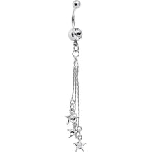 将图片加载到图库查看器,Clear Shooting Star Dangle Belly Ring Created with Crystals