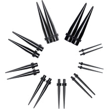 Load image into Gallery viewer, Black Acrylic Taper Plug Kit - 32 Piece 14 to 00G Ear Stretchers