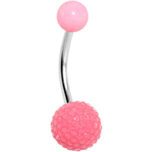 Load image into Gallery viewer, Pink Acrylic Textured Ball Belly Ring