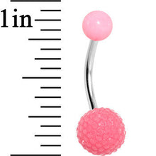 Load image into Gallery viewer, Pink Acrylic Textured Ball Belly Ring