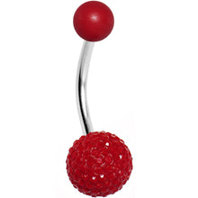 将图片加载到图库查看器,Red Acrylic Textured Ball Belly Ring