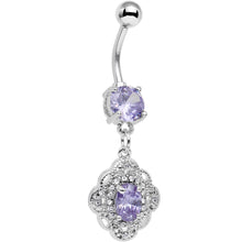 将图片加载到图库查看器,Purple CZ Yorkshire Lace Dangle Belly Ring