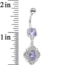 将图片加载到图库查看器,Purple CZ Yorkshire Lace Dangle Belly Ring
