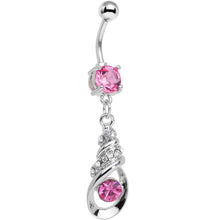 将图片加载到图库查看器,Pink Cubic Zirconia Coriolis Shell Dangle Belly Ring