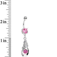 将图片加载到图库查看器,Pink Cubic Zirconia Coriolis Shell Dangle Belly Ring