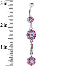 将图片加载到图库查看器,Pink and Aurora Double Flower Dangle Belly Ring