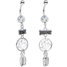 Load image into Gallery viewer, Clear Gem Best Friends Dreamcatcher Dangle Belly Ring Set