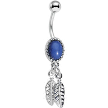 将图片加载到图库查看器,Dark Blue Santa Fe Double Feather Dangle Belly Ring