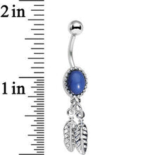 将图片加载到图库查看器,Dark Blue Santa Fe Double Feather Dangle Belly Ring