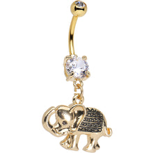 将图片加载到图库查看器,Clear Gem Gold Anodized Aztec Elephant Dangle Belly Ring
