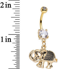 将图片加载到图库查看器,Clear Gem Gold Anodized Aztec Elephant Dangle Belly Ring
