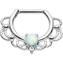 Load image into Gallery viewer, 16G Clear Iridescent Imitation Opal Rope Accent Septum Clicker