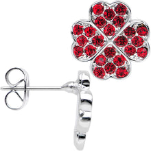 将图片加载到图库查看器,Stainless Steel Post Red Four Leaf Clover Heart Stud Earrings