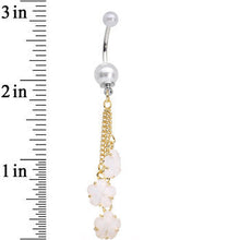 将图片加载到图库查看器,Golden Chain Pearly White Floral Dangle Belly Ring