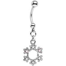 将图片加载到图库查看器,Clear and Aurora Decorated Snowflake Dangle Belly Ring