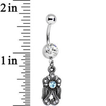 Load image into Gallery viewer, Clear and Light Blue Gem Swirl Dangle Belly Ring
