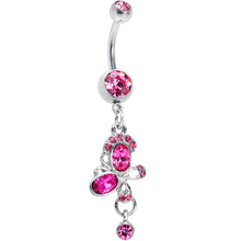 将图片加载到图库查看器,Hot Pink Gem Intertwining Bow Dangle Belly Ring