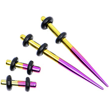 Load image into Gallery viewer, 10G Yellow and Purple Titanium IP Steel Taper Plug Set