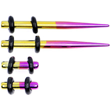 Load image into Gallery viewer, 8G Yellow and Purple Titanium IP Steel Taper Plug Set