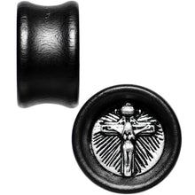 Load image into Gallery viewer, 18mm Black Organic Beechwood Stainless Steel Cross Saddle Plug Set