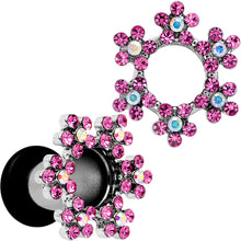 将图片加载到图库查看器,4G Pink and Aurora Gem Snowflake Steel Tunnel Plug Set