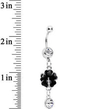 Load image into Gallery viewer, Black Floral Glitz and Nectar Czech Stone Dangle Belly Ring
