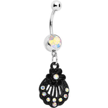 将图片加载到图库查看器,Aurora Czech Stone Black Floral Seashell Dangle Belly Ring