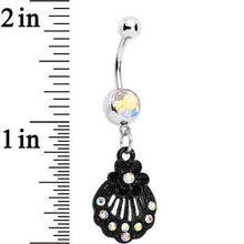将图片加载到图库查看器,Aurora Czech Stone Black Floral Seashell Dangle Belly Ring