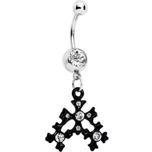 Load image into Gallery viewer, Clear Czech Stone Black Snow Flurry Dangle Belly Ring
