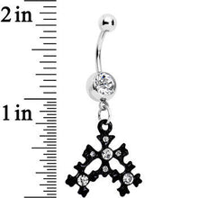 Load image into Gallery viewer, Clear Czech Stone Black Snow Flurry Dangle Belly Ring