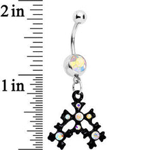 将图片加载到图库查看器,Aurora Czech Stone Black Snow Flurry Dangle Belly Ring